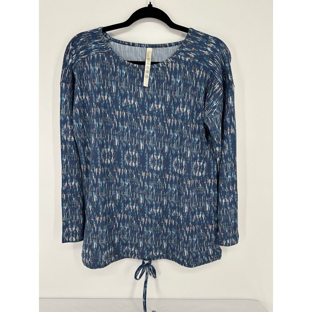 Retreat By Rhonda Shear Blue Printed Lounge Long Sleeve Top‎ Size Small New